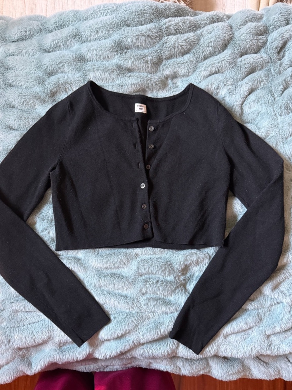 Sunday Best Black Cropped Button-Front Cardigan